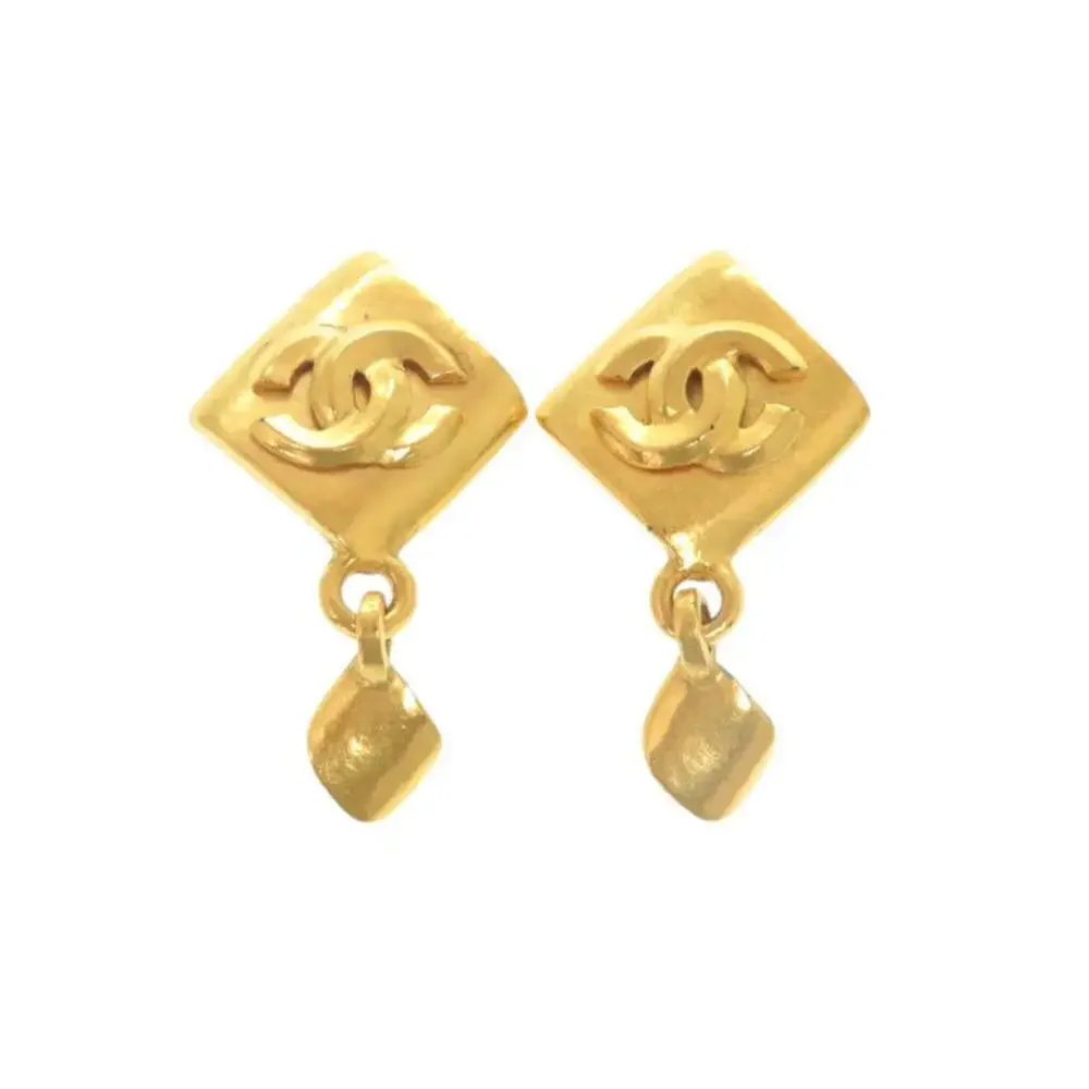 CHANEL Vintage Gold Logo Earrings